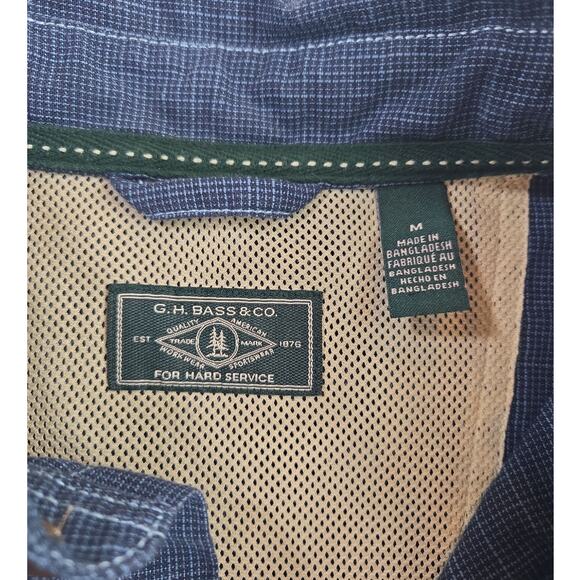 G.H. Bass | Blue, Short Sleeve, Crosshatch, Button Down Shirt | Size Medium - Picture 3 of 4